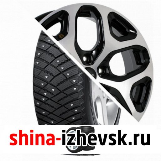 Колесо в сборе Goodyear Ultra Grip Ice Arctic SUV 225/60 R17 T 103 + СКАД KL-307 6.5xR17 5×114.3 ET48 DIA67.1 Черный глянцевый с полированной лицевой поверхностью в Ижевске